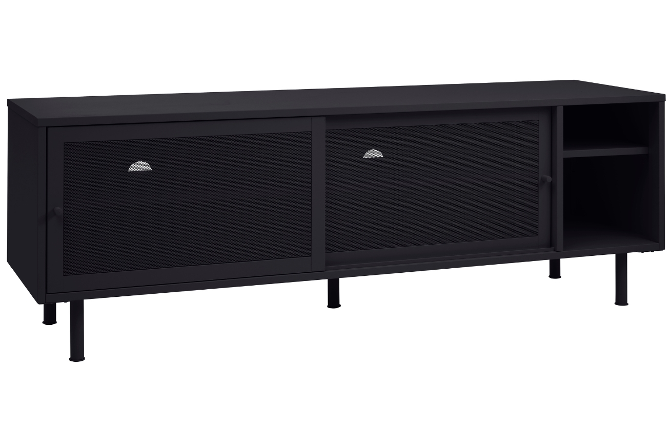 Černý kovový TV stolek Unique Furniture Veep 160 x 45 cm